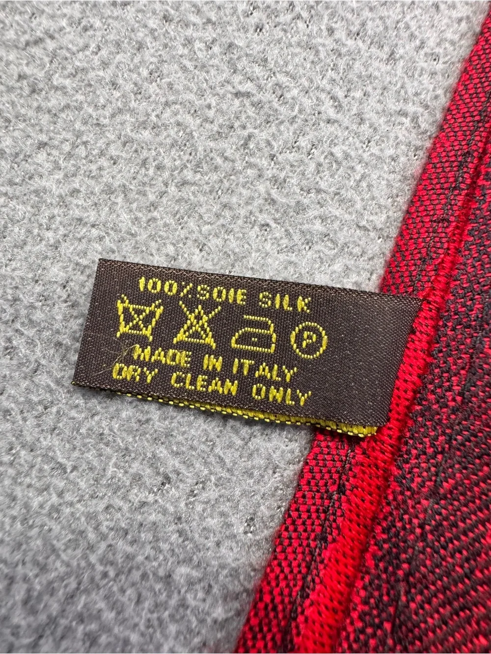 Authentic Louis Vuitton Red and Black Monogram Silk Shawl Scarf, Made in Italy
